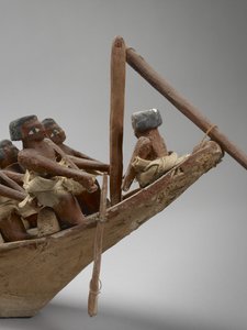 Model van een grafboot, uit Beni Hasan, waarschijnlijk Middenrijk (detail) door Egyptian