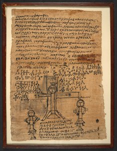 De Kruisiging uit een 6e-eeuwse Koptische magische tekst, Or 6796 (4), 475-525 AD