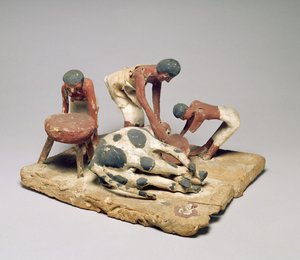 Model van slagers aan het werk, uit het graf van Khety, Beni Hasan, Middenrijk, ca. 1985-1900 v.Chr.