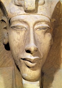 Buste van Amenophis IV (Akhenaten) (c.1364-1347 v.Chr.) van de Tempel van Amon, Karnak, c.1353-1337 v.Chr. (detail)