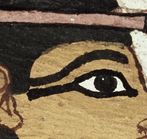 Detail van de decoratie van een sarcofaag van De Dame van Madja, Nieuwe Rijk, ca. 1450 v.Chr. (detail) door Egyptian 18th Dynasty