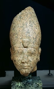 Hoofd van Hatsjepsoet (c.1473-c.1458 v.Chr.) of Thoetmosis II (c.1491-c.1479) Nieuwe Koninkrijk, c.1479-1425 v.Chr. door Egyptian 18th Dynasty