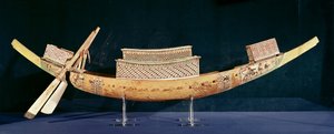Verminderde model van een boot uit het graf van Toetanchamon, Nieuwe Koninkrijk, ca. 1347-37 v.Chr.