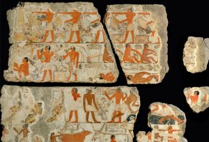 Scène in de moerassen van de Nijl ... door Egyptian 18th Dynasty
