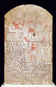 Stele die een grafmaal toont, Nieuwe Rijk (geschilderd kalksteen)
