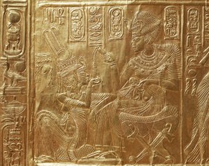 Toetanchamon en zijn vrouw, (detail) door Egyptian 18th Dynasty