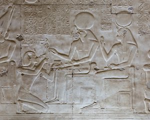 Bas-reliëf, tempel van Seti I, Abydos, Egypte