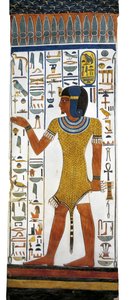 Egypte, Thebe, Luxor, Vallei der Koninginnen, Graf van Nefertari, muurschildering op pilaar in grafkamer uit de 19e dynastie door Egyptian 19th Dynasty