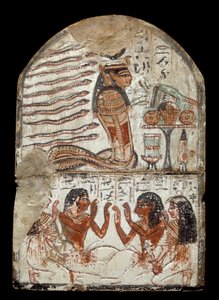 Egyptische oudheid: stele door beeldhouwer Ken, ambachtsman in Deir el Medineh