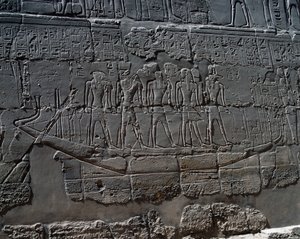 Begrafenisboot, (detail) door Egyptian 19th Dynasty