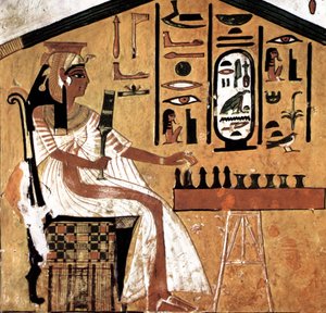 Nefertari speelt Senet (papyrus) door Egyptian 19th Dynasty