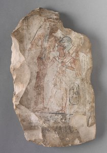 Ostracon: Ramses II gevoed door een godin, ca. 1279-1213 v.Chr. door Egyptian 19th Dynasty