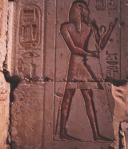 Farao, stenen reliëf uit de tempel van Ramses II, ca. 1298 v.Chr.