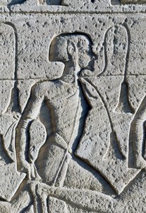 Reliëf dat een gevangene uit de Slag bij Kadesh afbeeldt (detail) door Egyptian 19th Dynasty