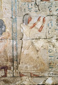 Reliëf van het graf van Netcherouymes, hoge ambtenaar van Ramses II, 2475 v.Chr., Saqqara, Egyptische beschaving, Nieuwe Koninkrijk, Dynastie XIX door Egyptian 19th Dynasty