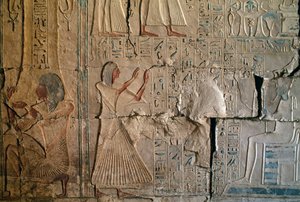 Reliëf uit het Graf van Netcherouymes, hoge ambtenaar van Ramses II, Saqqara, Egyptische Beschaving, Nieuwe Koninkrijk, Dynastie XIX door Egyptian 19th Dynasty