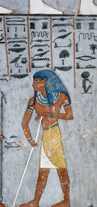 De god Atum, fresco, grafkamer, Tombe van Ramses I, Vallei der Koningen, Thebe door Egyptian 19th Dynasty