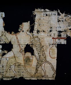 Papyrus met satirische scène, ca. 1100 v.Chr., daterend uit het bewind van Ramses IX, detail, Egyptische beschaving, Nieuwe Rijk, Dynastie XX door Egyptian 20th Dynasty