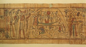 Boek van mythologische afbeeldingen van Nespakachuty, de scheiding van hemel en aarde met de zonneboot