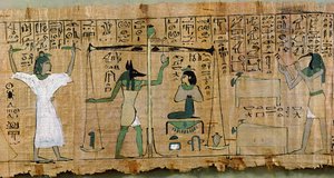 Begrafenispapyrus van Djedkhonsouefankh met het oordeel van de overledene, Derde Tussenperiode