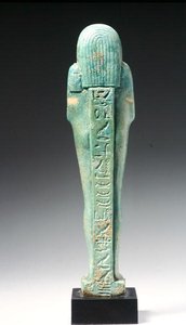Achteraanzicht van een Ushabti-figuur voor Nakht-Hor-em-heb-mes-em-khereden, Late Dynastieke Periode, ca. 600 v.Chr. door Egyptian 26th Dynasty