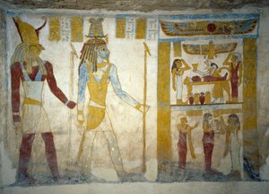 Muurschilderingen uit Graf van Pa Nentwy, Bahariya Oasis, Gizeh, Egypte. Egyptische beschaving, 26e Dynastie, 663-525 v.Chr.