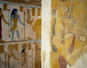 Muurschilderingen uit Tombe van Pa Nentwy, Bahariya Oase, Gizeh, Egypte door Egyptian 26th Dynasty
