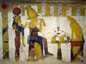 Muurschilderingen uit grafkamer van Graf van Pa Nentwy, Bahariya Oasis, Gizeh, Egypte. Egyptische beschaving, 26e Dynastie, 663-525 v.Chr. door Egyptian 26th Dynasty