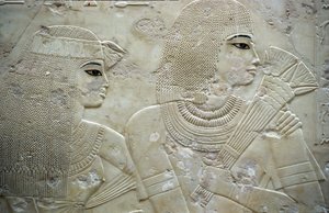 Oud Egypte, Schilderij/Gravure, Ramose en zijn vrouw, Gouverneur van Thebe, Vallei der Edelen, Graf van Ramose door Egyptian Egyptian