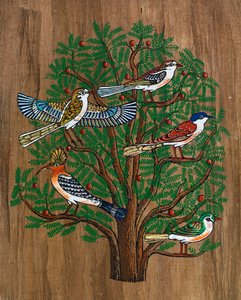 Egyptische kunst, Egyptisch papyrus: Vogels op een boom door Egyptian Egyptian