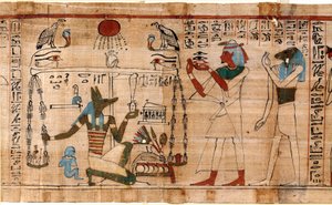 Egyptische oudheid: het wegen van de ziel (detail)