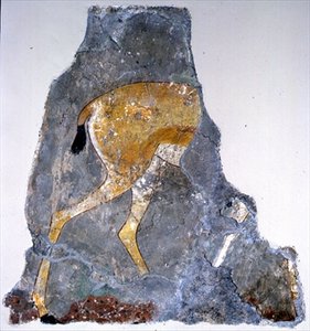 Fragment van een schilderij van een gazelle door Egyptian Egyptian