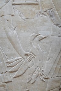 Hand die 2 ganzen bij de vleugels houdt, graf van Ramose door Egyptian Egyptian