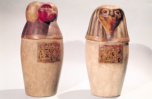 Kopieën van twee canopische potten uit het Nieuwe Rijk