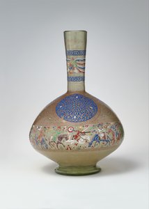Geëmailleerde en vergulde fles, c.1270-99 (glas) door Egyptian School