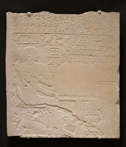 Reliëf van het graf van Khnumti, ca. 2345-2184 v.Chr. (witte kalksteen) door Egyptian School
