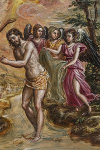 Draagbaar altaar: detail van het rechterdeurpaneel met de Doop van Christus (detail)