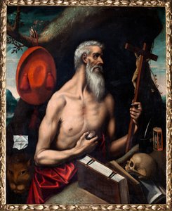 Parochiemuseum. Schilderij. Sint Jeronimo (San Jerónimo). Olieverf op doek. Toegeschreven aan de school van El Greco.