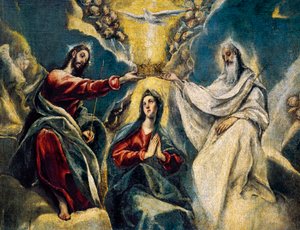 De kroning van de Maagd (detail) door El Greco