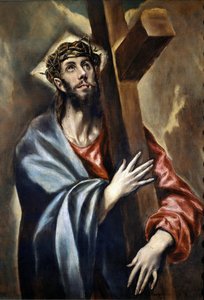 De weg naar Golgotha, detail van Christus die het kruis draagt door El Greco