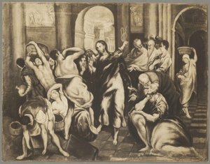 Christus verdrijft de geldwisselaars uit de tempel door El Greco