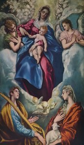 Madonna en Kind met Sint Martina en Sint Agnes door El Greco