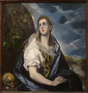 Spaans:  Magdalena penitente (El Greco, Worcester) De boetvaardige Magdalena door El Greco