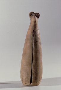 Blaasinstrument in de vorm van een vrouw in gewaad, uit Lorestan, Iran, begin 1e millennium v.Chr. (keramiek)