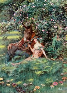 Bottom en Titania. Shakespeare. Een midzomernachtsdroom (kleurenlitho) door Eleanor Fortescue-Brickdale