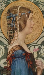 Als men dat kleine hoofdje van haar kon laten schilderen op een achtergrond van bleek goud door Eleanor Fortescue Brickdale