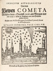 Een nieuwe komeet gezien vanuit Augsburg, Duitsland op 1 december 1618, uitgegeven in 1618 door Elias Ehinger 1573 1653.