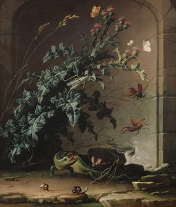 Stenen Niche met Distel, Hagedis en Insecten, 1690