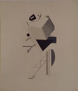 Sterke man. Beeldje voor de opera Overwinning op de zon door A. Kruchenykh, 1920-1921 door Eliezer Markowich Lissitzky
