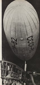 De Sovjet-Unie is begonnen met het bouwen van luchtschepen. Illustratie uit USSR Builds Socialism, 1933 door Eliezer Markowich Lissitzky